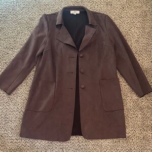 Magaschoni Brown Suede Single-Breasted Blazer